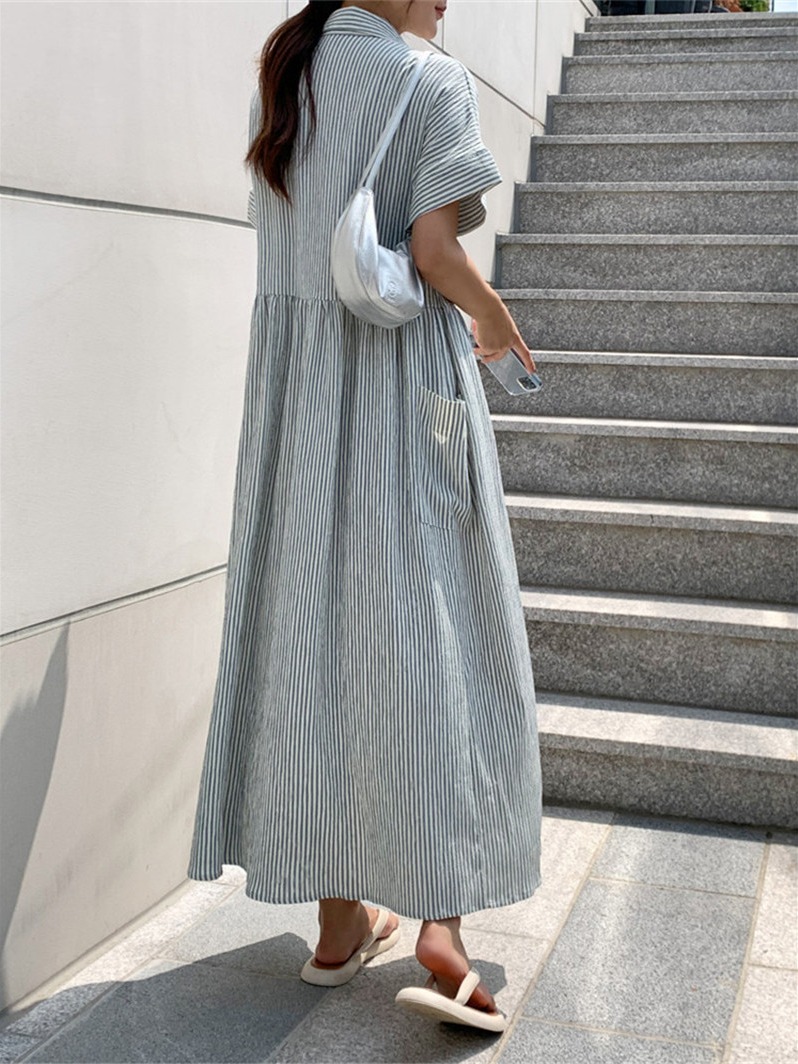 Retro Korean Style Loose Fit S - Korean Style A Line Shirt Dress ulasan dan harga