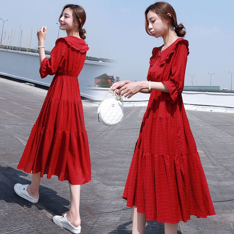 Midi Fashion Elegant 2025 Puff - French Vintage Floral Midi Dress ulasan dan harga