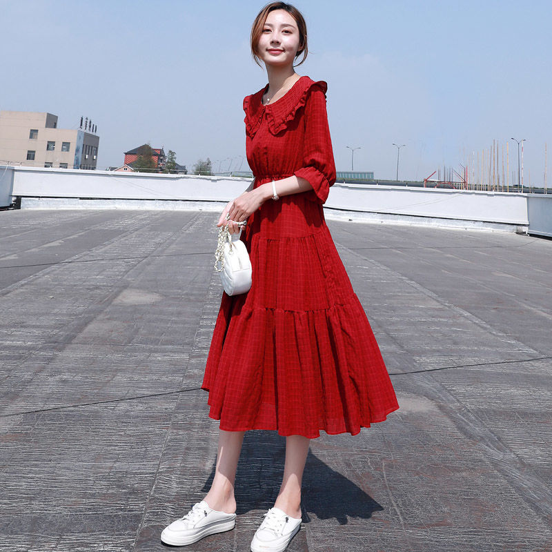 Midi Fashion Elegant 2025 Puff - French Vintage Floral Midi Dress ulasan dan harga