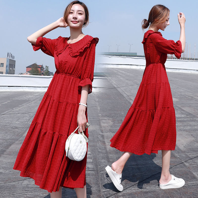 Midi Fashion Elegant 2025 Puff - French Vintage Floral Midi Dress ulasan dan harga