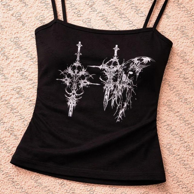 Gothic Women's Corset Tank Top - Y2K Graphic Baby Tee Crop ulasan dan harga