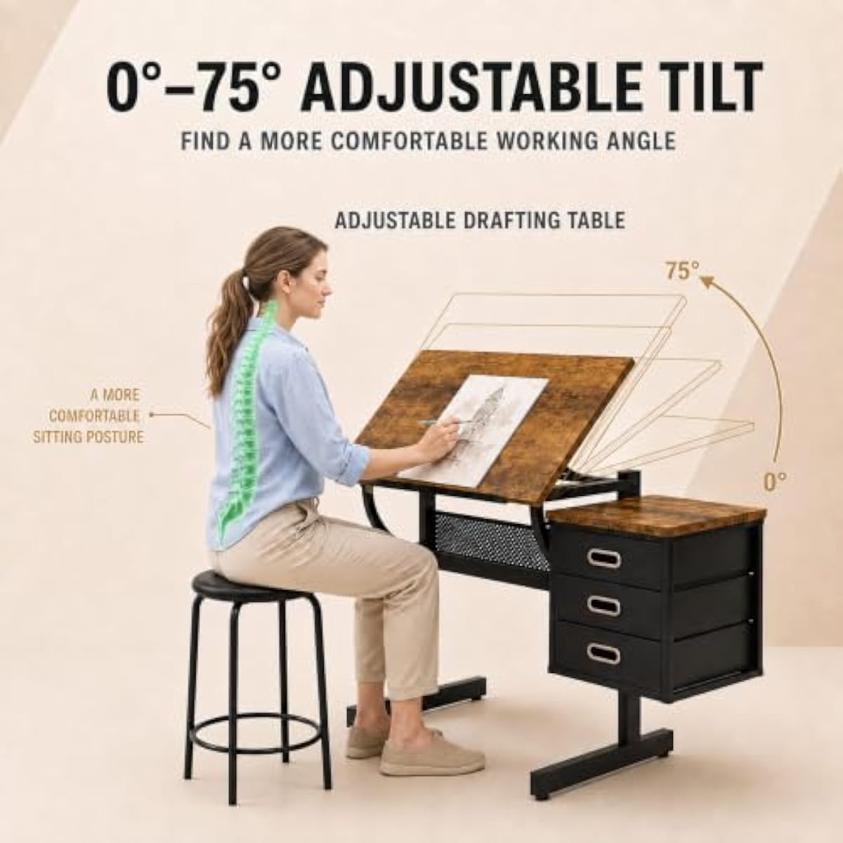 Adjustable Drafting Desk with  - Tops ulasan dan harga
