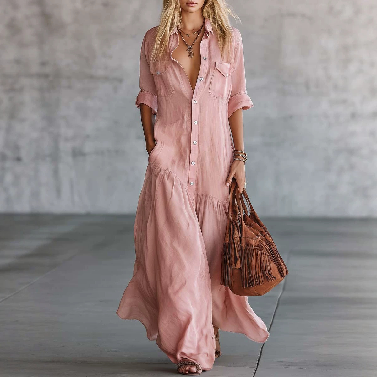 2026 Women's Summer Cotton Lin - Casual Loose Linen Shirt Dress ulasan dan harga