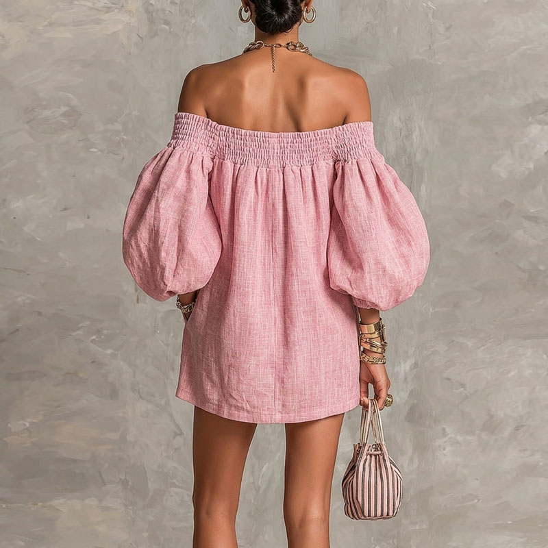 2026 Summer New Off Shoulder P - Off Shoulder Puff Sleeve Sundress ulasan dan harga