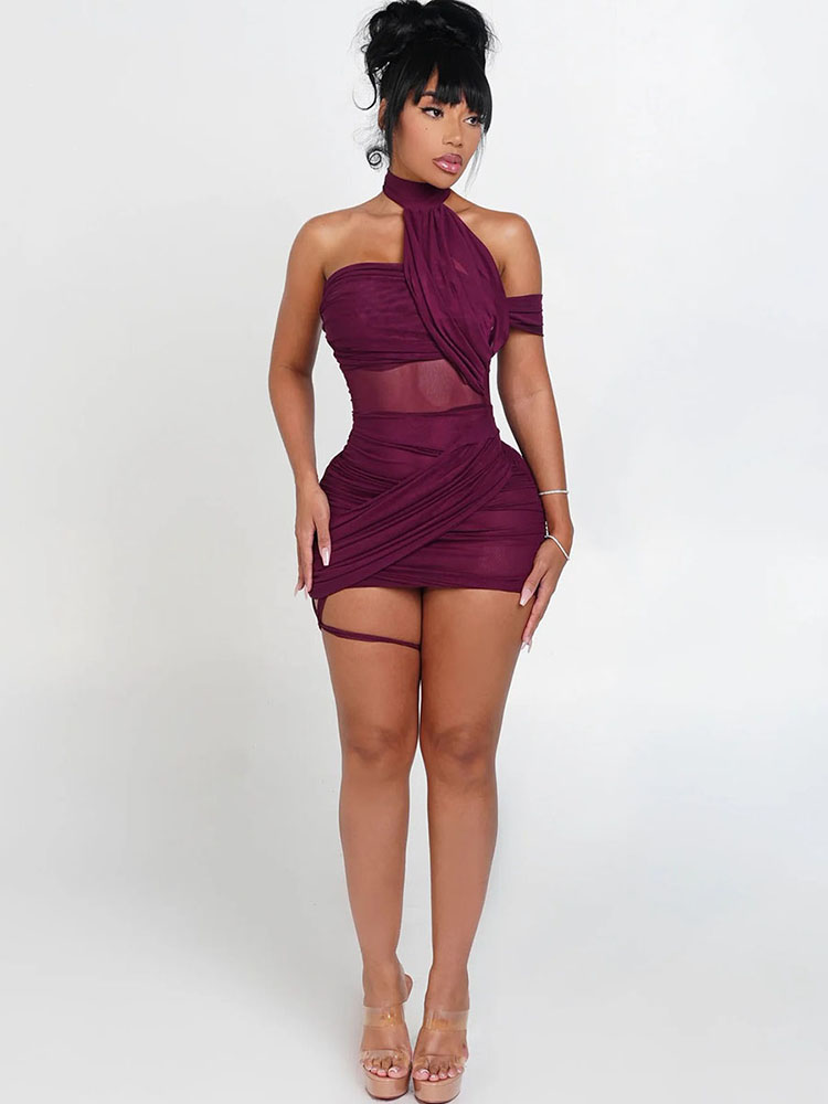 XTOCEAN See Through Sexy Dress - Y2K Backless Halter Mini Dress ulasan dan harga