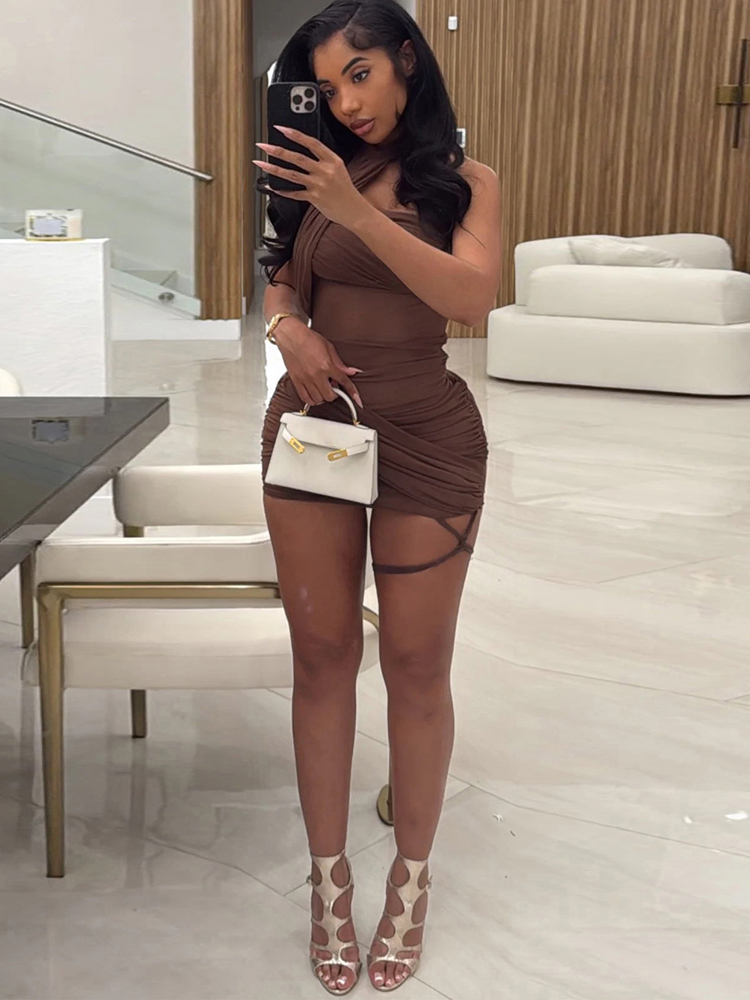 XTOCEAN See Through Sexy Dress - Y2K Backless Halter Mini Dress ulasan dan harga