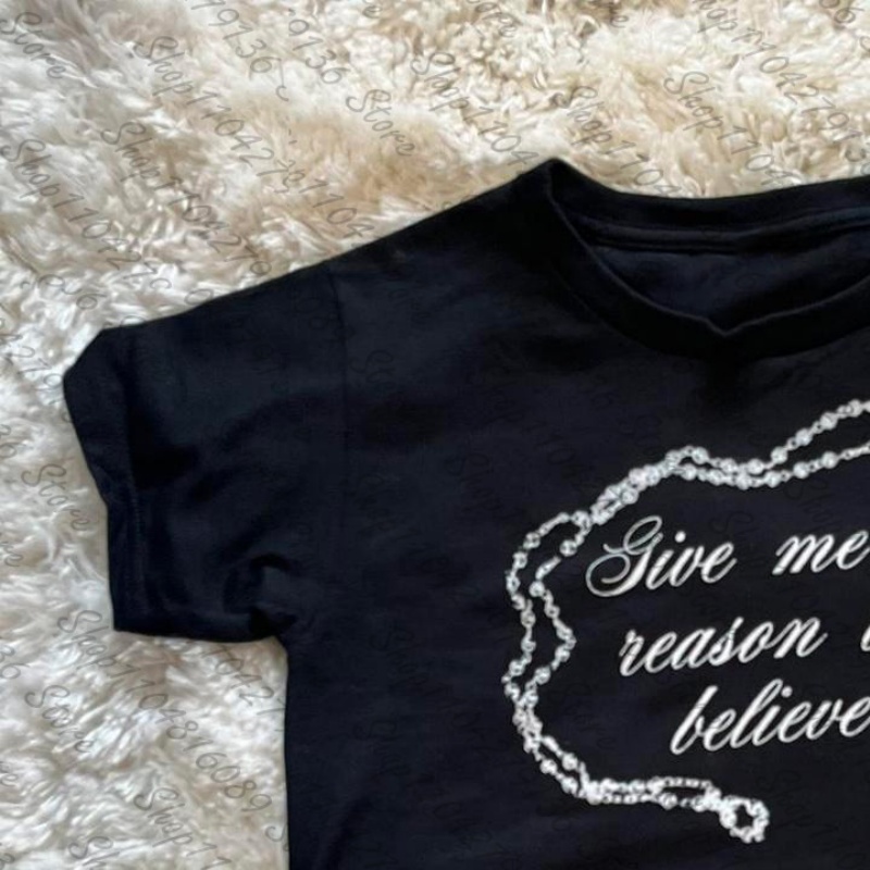 2000s Woman Clothing Y2K Cloth - Y2K Graphic Baby Tee Crop ulasan dan harga
