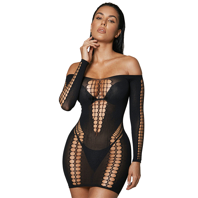 Women Sheer Mesh Long Sleeve B - Sexy Mesh Sheer Bodycon Dress ulasan dan harga