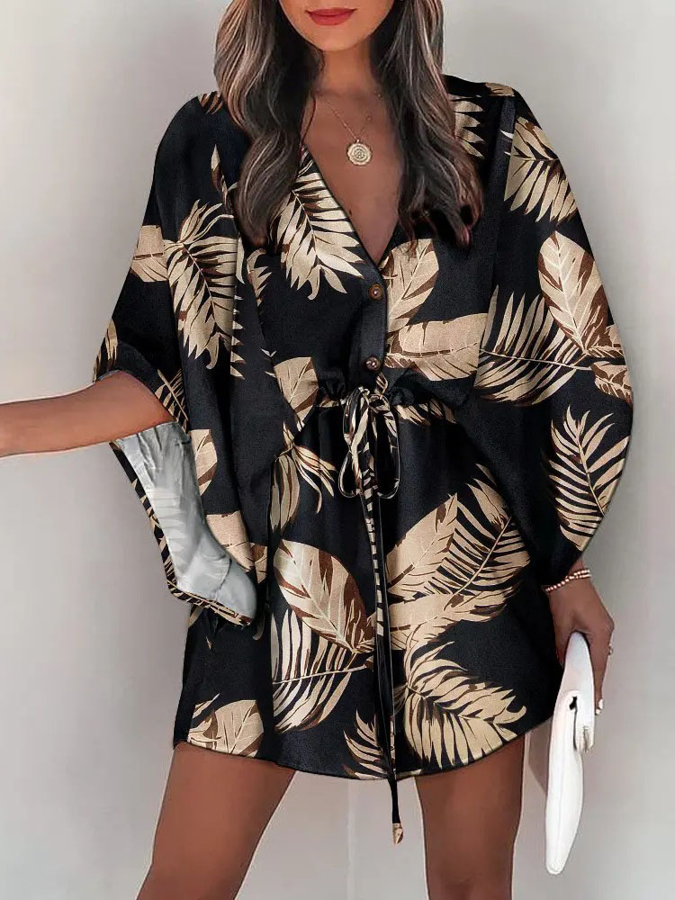 Summer Casual Dress Women Fash - French Vintage Floral Midi Dress ulasan dan harga
