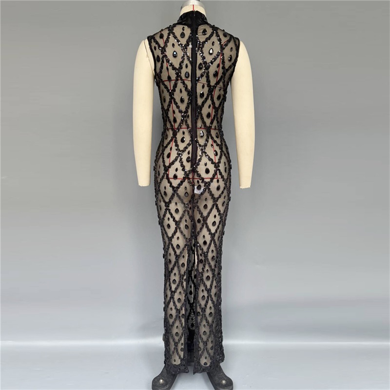 Black Sparkly Sexy Prom Dress  - Sexy Mesh Sheer Bodycon Dress ulasan dan harga