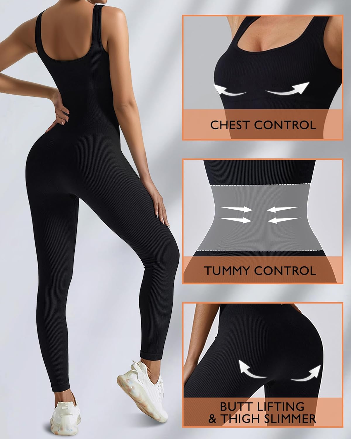 Women Workout Seamless Jumpsui - Seamless Ribbed Workout Tank Top ulasan dan harga