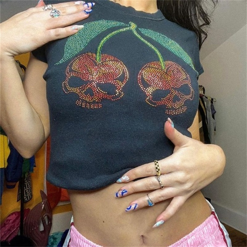 Aesthetic Punk Slim Emo Girls  - Y2K Graphic Baby Tee Crop ulasan dan harga