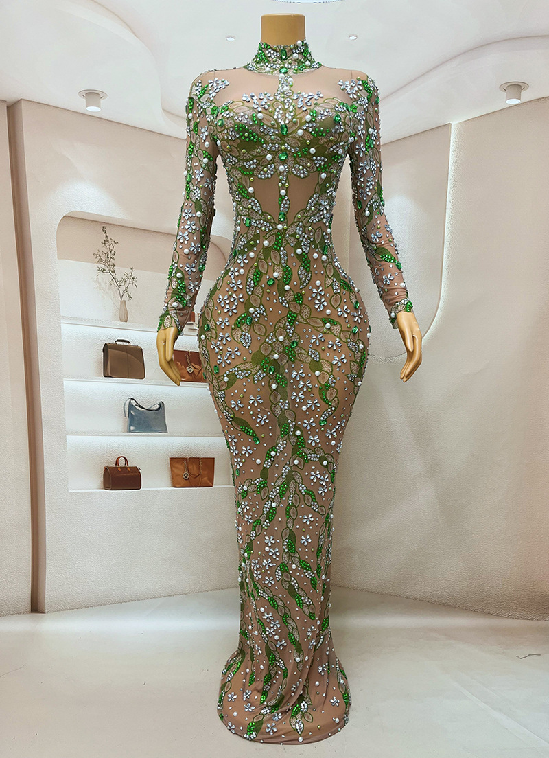 A stunning evening gown Long   - Sparkly Rhinestone Club Party Dress ulasan dan harga