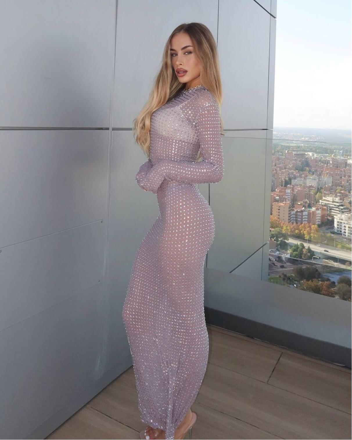 2025 New Transparent Photo Sho - Sparkly Rhinestone Club Party Dress ulasan dan harga