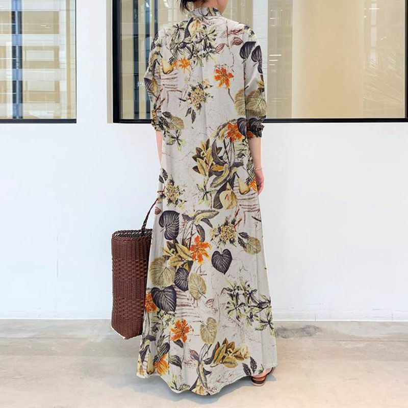 Autumn new plus size casual co - Casual Loose Linen Shirt Dress ulasan dan harga