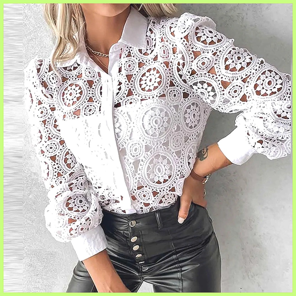 2025 Women's White Lace Shirt, - Blouses ulasan dan harga
