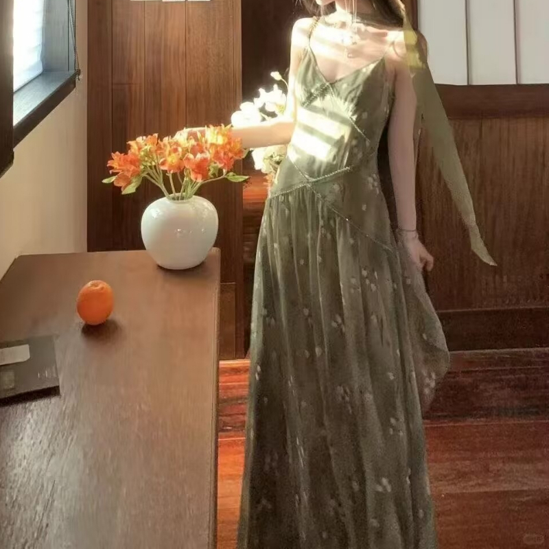 2025 New Vintage Elegant Frenc - French Vintage Floral Midi Dress ulasan dan harga