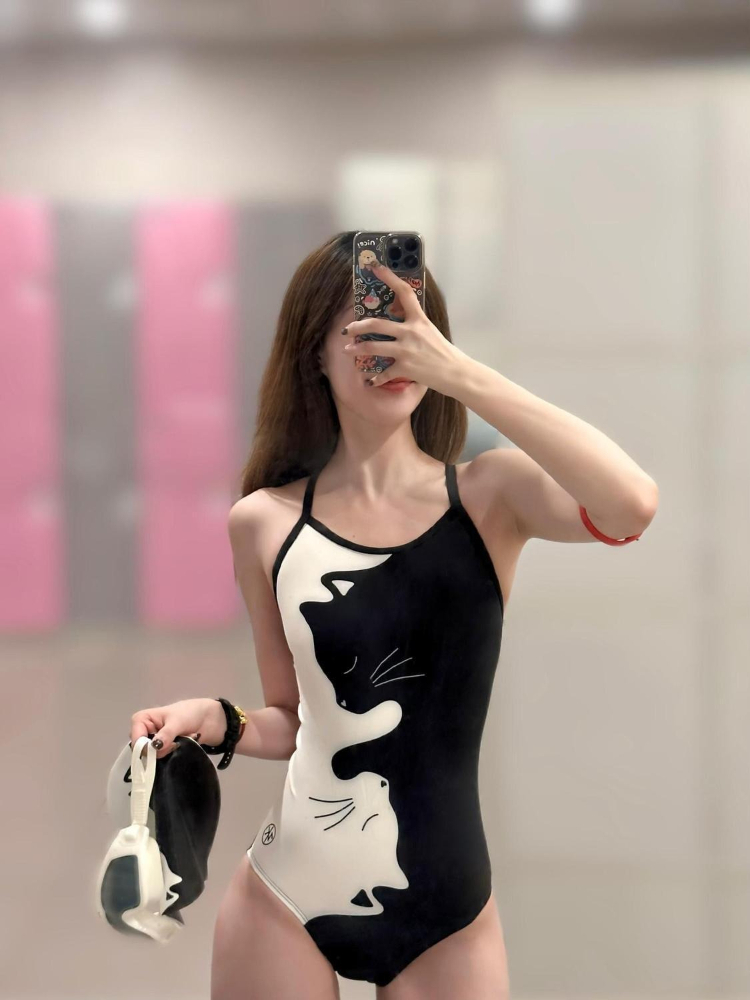 Black White Kitten Print Women - Swimwear ulasan dan harga