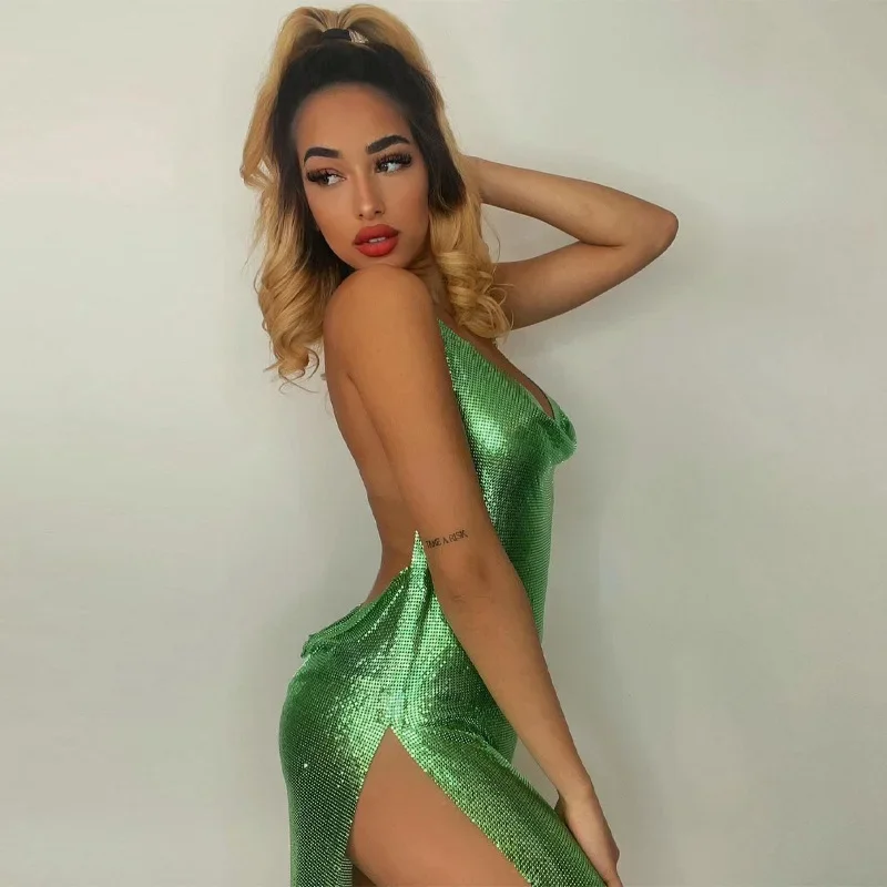 Gilding Mini Club Party Dress  - Y2K Backless Halter Mini Dress ulasan dan harga