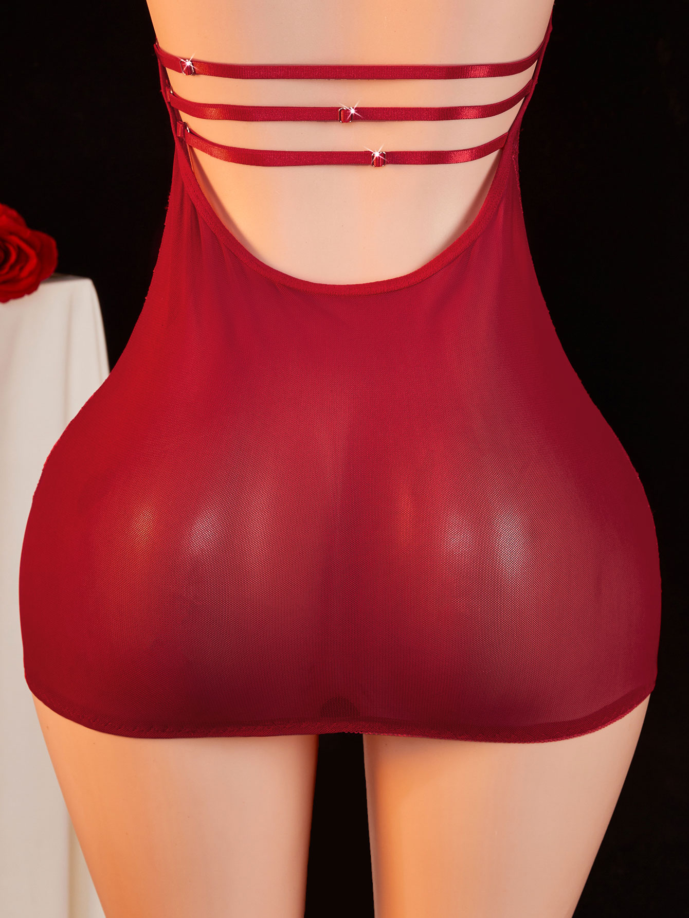 Sheer Lace Babydoll Women Halt - Sexy Mesh Sheer Bodycon Dress ulasan dan harga