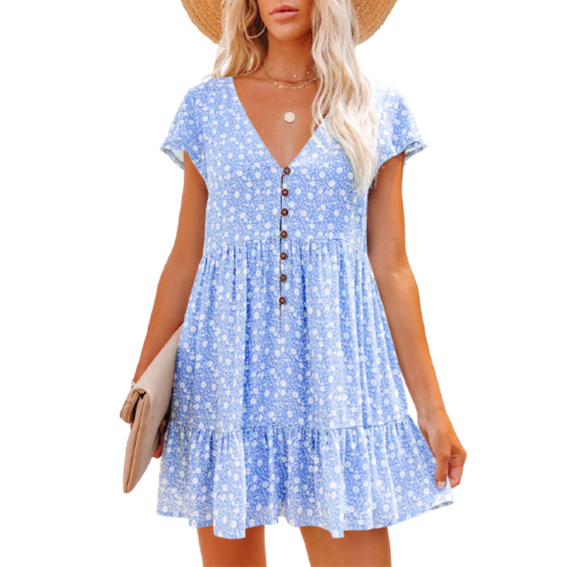 In Europe and the spring and s - French Vintage Floral Midi Dress ulasan dan harga
