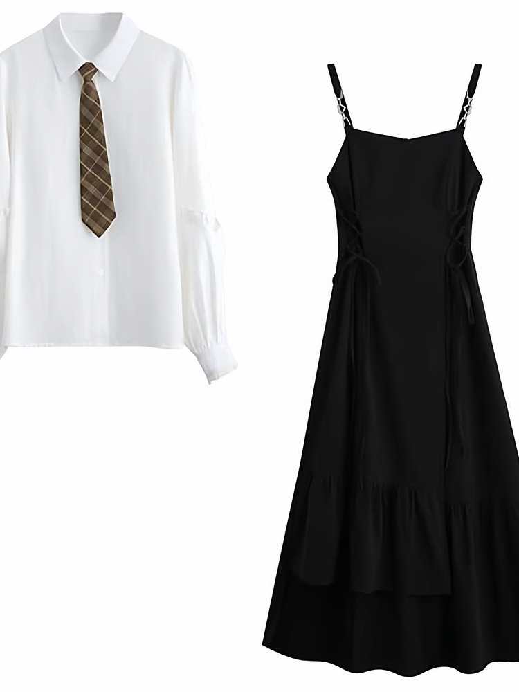 Korean College Style Jk Unifor - Korean Style A Line Shirt Dress ulasan dan harga