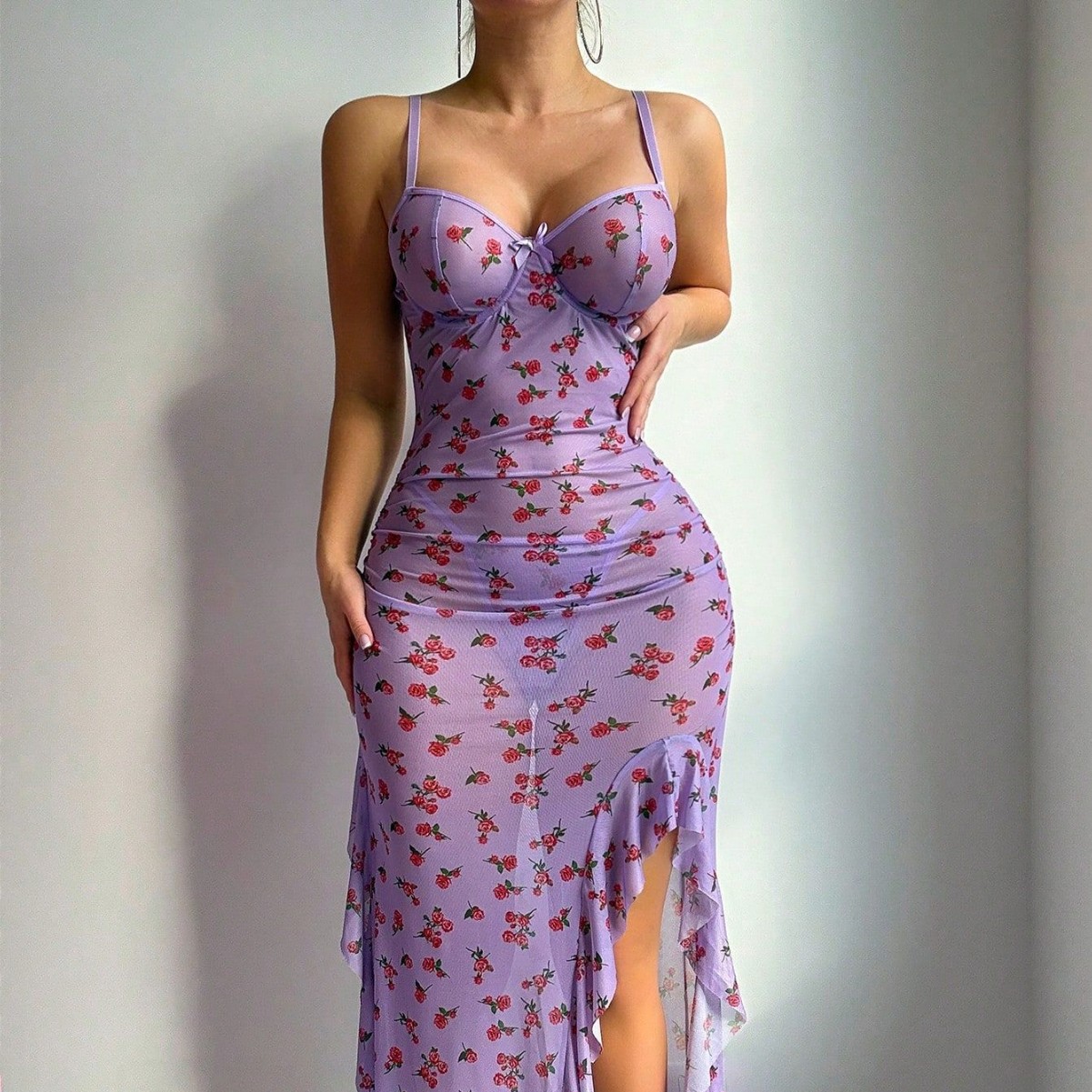 Sheer Mesh Plus-size Sexy Ling - Sexy Mesh Sheer Bodycon Dress ulasan dan harga