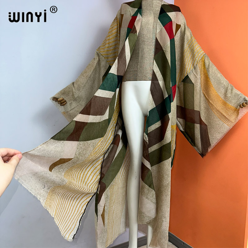WINYI kimono summer boho print - Boho Summer Beach Maxi Dress ulasan dan harga